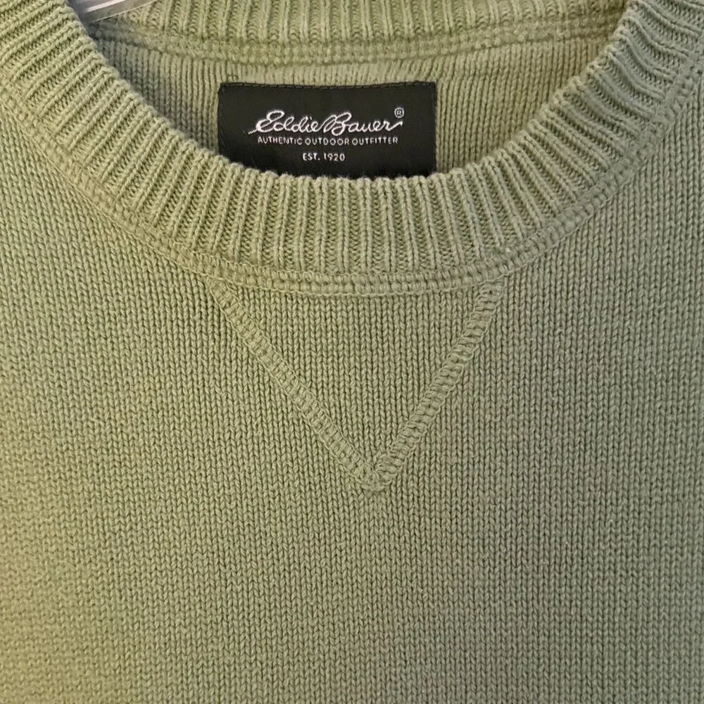 VTG Eddie Bauer 100% Cotton Crewneck Sweater Mens Sz M Sage Gorpcore Outdoors